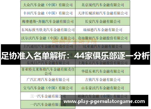 足协准入名单解析：44家俱乐部逐一分析