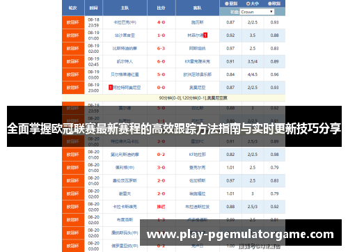 全面掌握欧冠联赛最新赛程的高效跟踪方法指南与实时更新技巧分享 全面掌握欧冠联赛最新赛程的高效跟踪方法指南与实时更新技巧分享